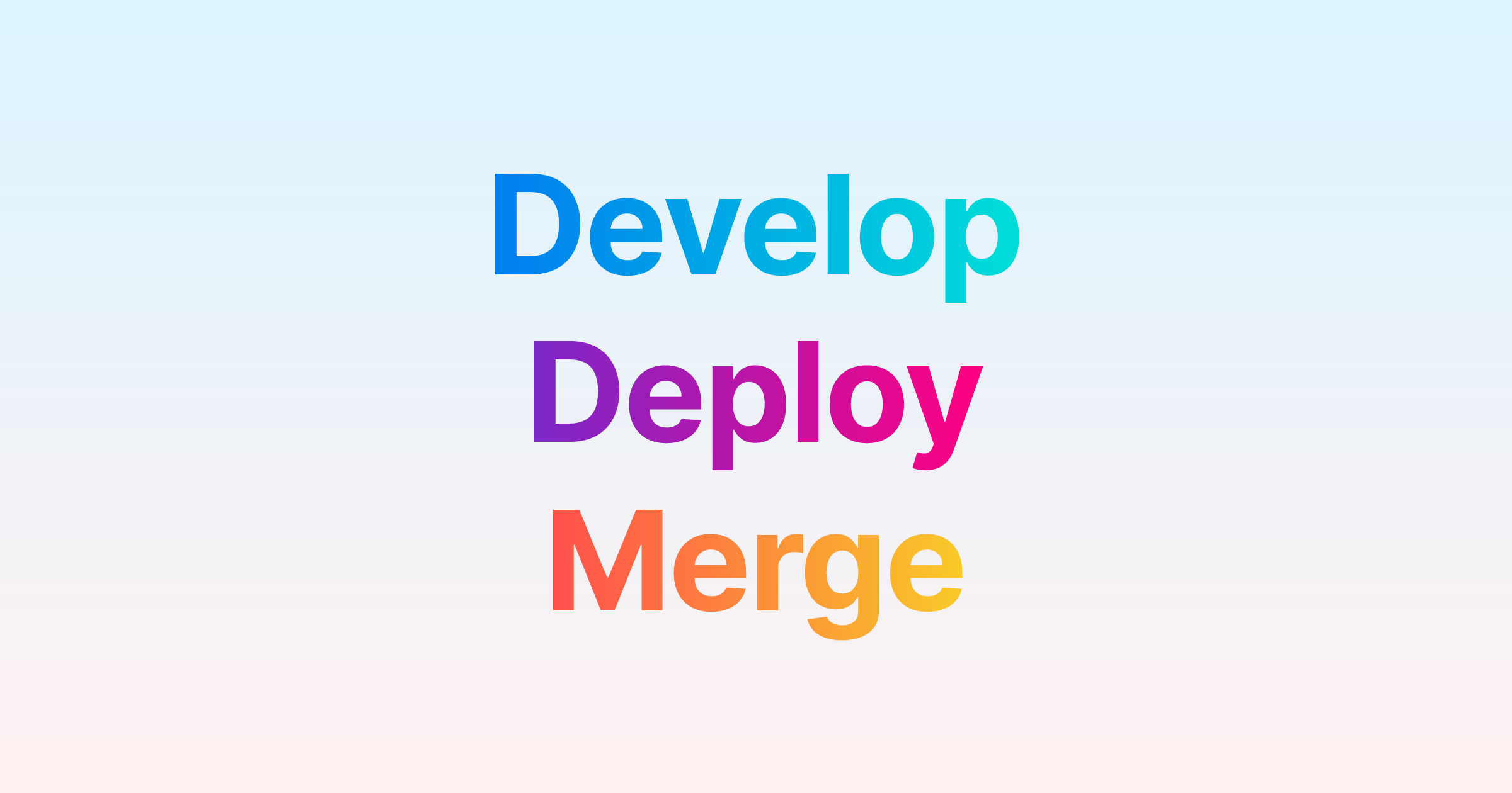 develop, deploy, merge